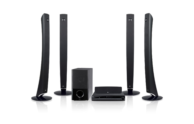 Vue avant de Sortie audio de 1 000 W, 4 haut-parleurs tours, 2 entrées/1 sortie HDMI, station d&#39;accueil directe pour iPod, USB 2.0 HT904TA