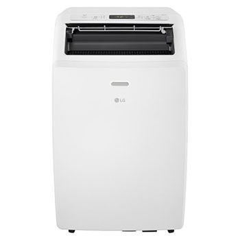 Vue avant d’un climatiseur portatif de LG avec l’ailette supérieure ouverte