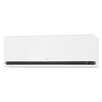 Illustration of LG AI Air technology in a living room with a wall-mounted air conditioner. The system adjusts airflow by sensing room temperature and user location. The accompanying text reads: 'AI Air with radar sensor: AI Air senses room temperature and adjusts airflow based on your location for comfort.'