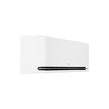 LG air conditioner for extreme cold, showing warm airflow in a living room and an outdoor unit in snowy conditions. Text reads: 'Stay warm through extreme cold. Designed for extreme cold, it can heat at 100% power at -25℃ and stays warm at -35℃ to ensure comfort.