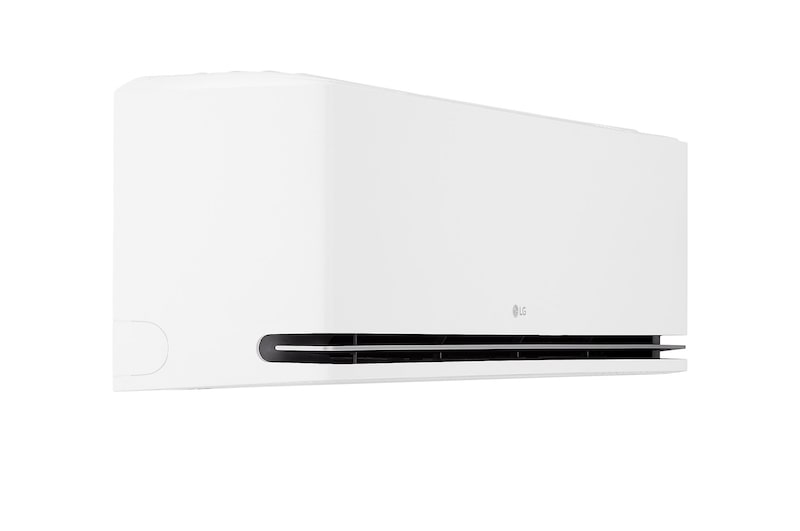 LG air conditioner for extreme cold, showing warm airflow in a living room and an outdoor unit in snowy conditions. Text reads: 'Stay warm through extreme cold. Designed for extreme cold, it can heat at 100% power at -25℃ and stays warm at -35℃ to ensure comfort.