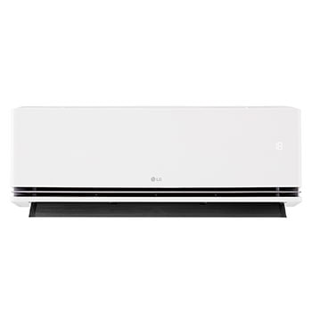 Front view of an LG air conditioner with the lower vane open