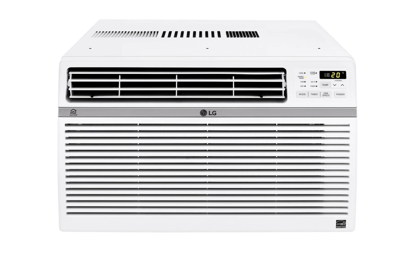 Vue avant de Climatiseur de fenêtre intelligent de 12 000 BTU avec Wi-Fi LW1217ERSM