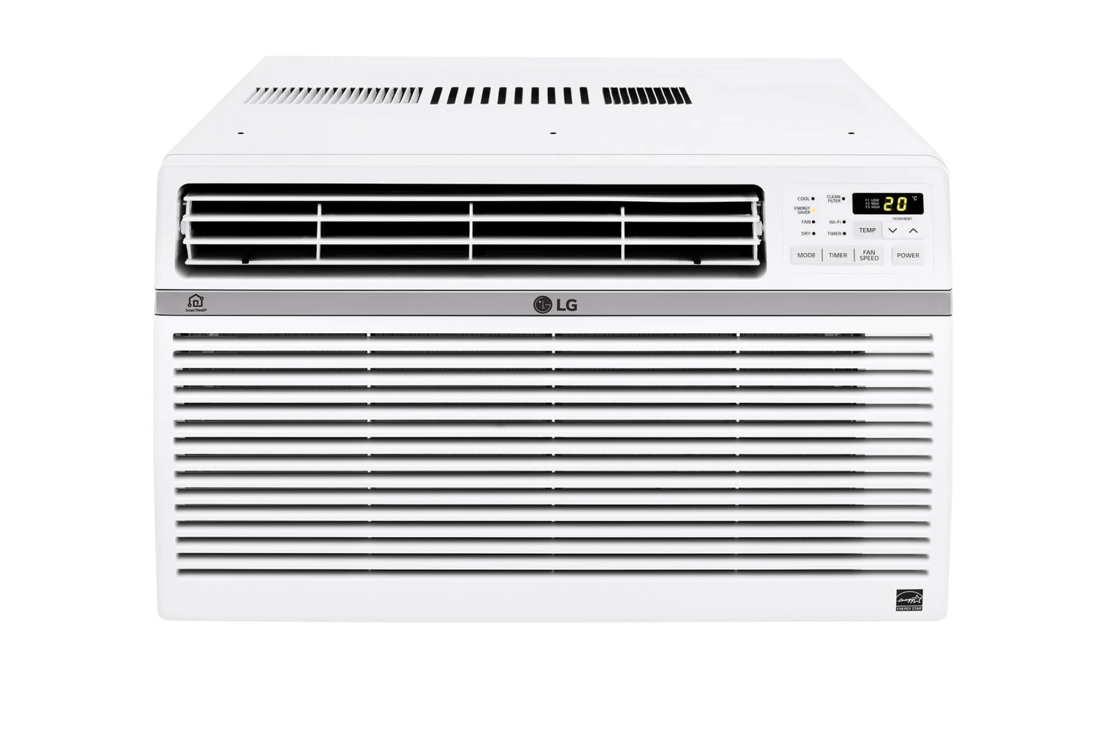 Vue avant de Climatiseur de fenêtre intelligent de 8 000 BTU avec Wi-Fi LW8017ERSM