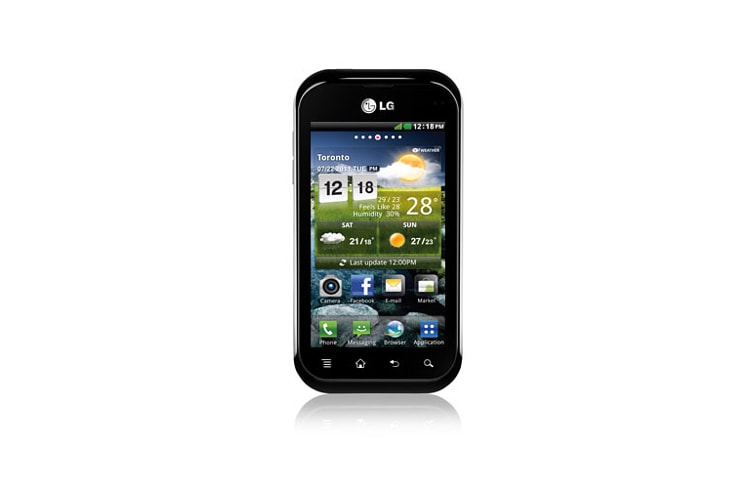 Vue avant de LG Eclypse | Connectez-vous avec cet élégant téléphone intelligent à clavier QWERTY coulissant complet. C800G