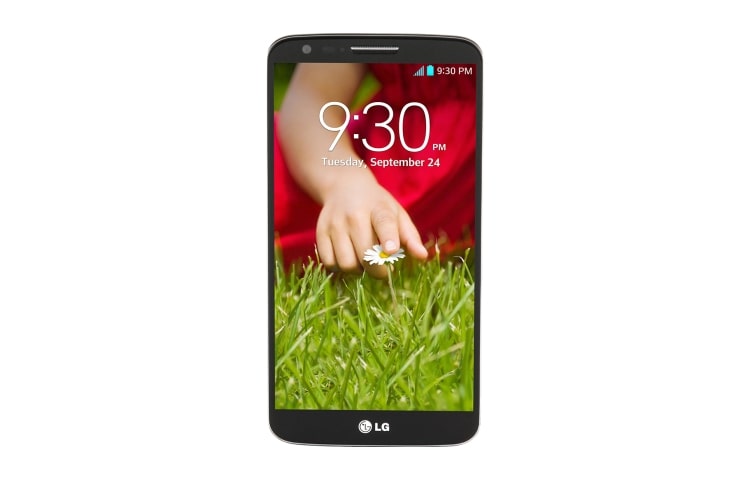 Vue avant de LG G2 | Doté d&#39;une touche à l’arrière et un processeur Qualcomm® Snapdragon™ quadricoeur de 2,26 GHz, le LG G2 est notre téléphone intelligent le plus avancé. (LGD803 / LGD801) LGD801