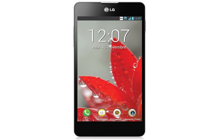 Vue avant de LG Optimus G | Une nouvelle norme pour les super-téléphones avec un niveau supérieur de puissance, de conception et d&#39;expérience offerte à l&#39;utilisateur LGE971