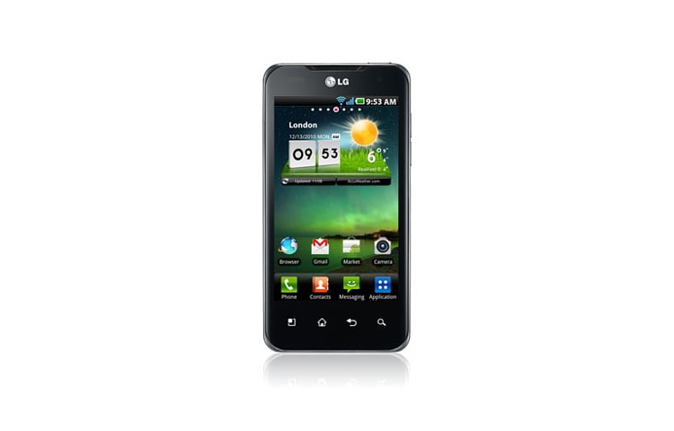 Vue avant de LG Optimus 2X | Faites l’expérience de l’un des plus puissants processeurs mobiles disponibles, le processeur bicœur NVIDIA® Tegra™ 2 (Fournisseur : Videotron &amp; WIND) LGP999