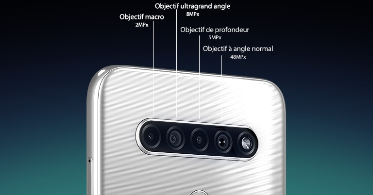 Vue de l’arrière d’un téléphone intelligent montrant quatre appareils photo