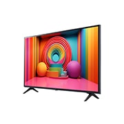 Vue latérale légèrement inclinée vers la gauche du téléviseur LG UHD, UT75