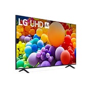 Vue latérale légèrement inclinée vers la izquierda du téléviseur LG UHD, UT70