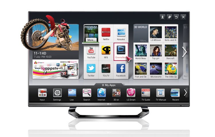 Vue avant de TV 55 pouces | Smart 3D TV | DEL | Écran Cinema | Smart Share 55LM6400