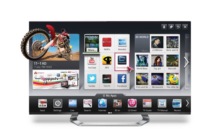 Vue avant de Le téléviseur Cinéma 3D LG LM7600 1080p 240Hz DEL Plus avec Smart TV vous offre réalisme et divertissement ultime dans votre salon. 55LM7600