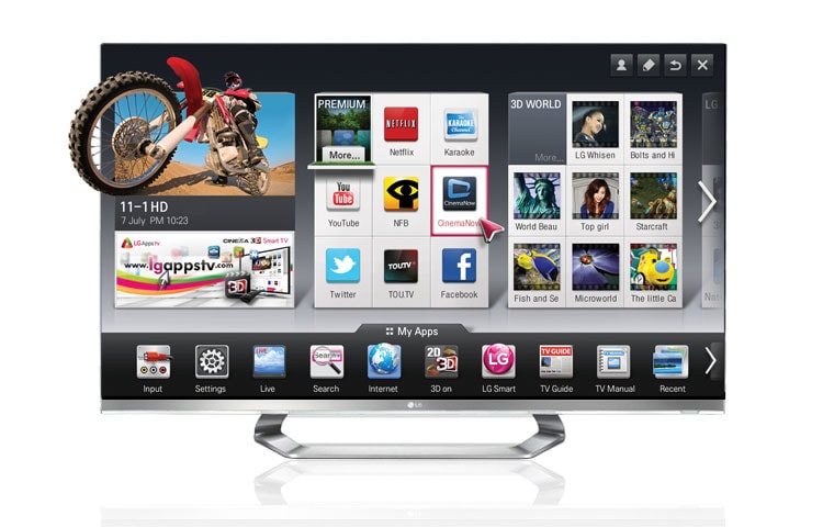 Vue avant de TV 55 pouces | Smart 3D TV | DEL Plus | 6 paires de lunettes Cinema 3D | TruMotion 240Hz 55LM8600