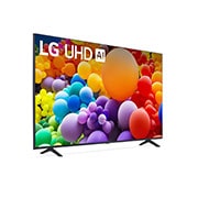 Vue latérale légèrement inclinée vers la izquierda du téléviseur LG UHD, UT70