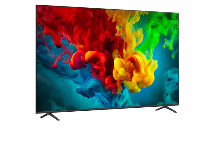 LG QNED evo AI QNED82 Mini LED shown in front and side views highlights an 85-inch display with a 1889 mm-wide screen, 1087 mm screen height, 1149 mm height with stand, a 67 mm profile depth, and a stand footprint measuring 1565 by 362 mm.
