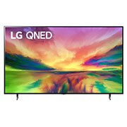 Une vue avant du téléviseur LG QNED avec image insérée et logo de produit