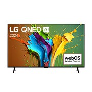 Vue de face du téléviseur QNED MiniDEL de LG, modèle QNED89, avec la mention LG QNED, 2024 et le logo webOS Re:New Program affichés à l’écran
