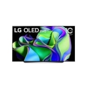 Vue de face avec téléviseur OLED evo de LG et le Symbole OLED nº1 au monde depuis 10 ans sur l’écran.