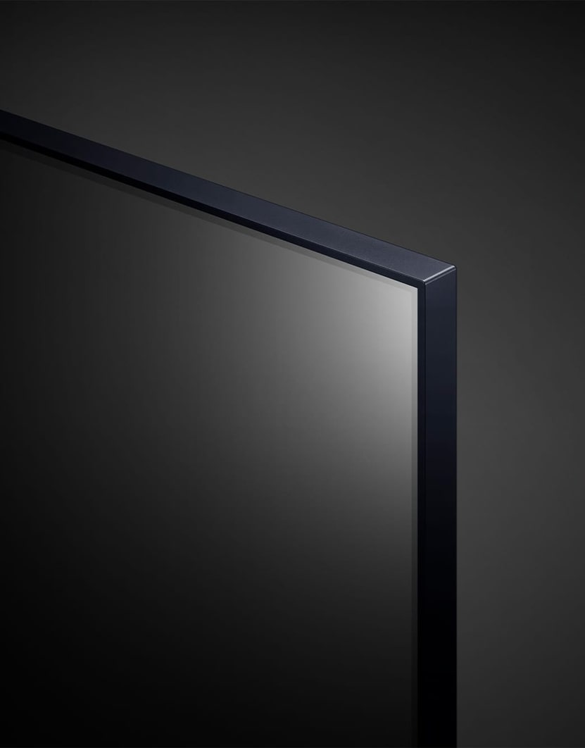 Gros plan du bord supérieur du LG UHD TV, UT80