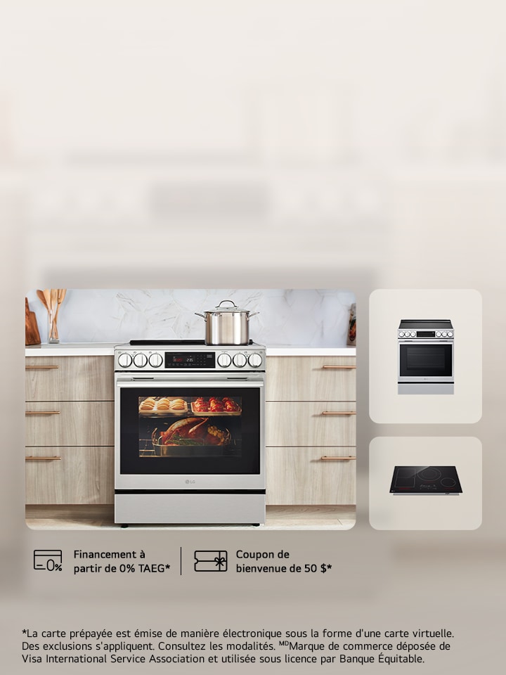 Recevez une carte VISA prépayée de 150 $ avec achat de cuisinières et tables de cuisson LG ENERGY STAR®