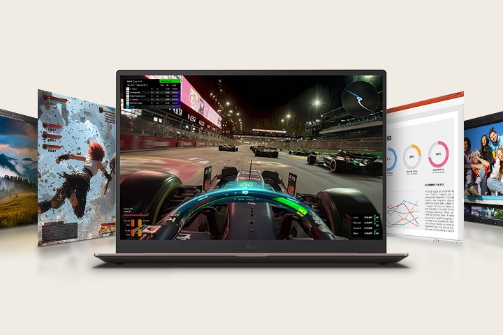 Le portable gram Pro AI (16Z90U) utilise un taux de rafraîchissement variable de 30 à 120 Hz pour offrir des visuels fluides pour le jeu, le travail et l’utilisation quotidienne	