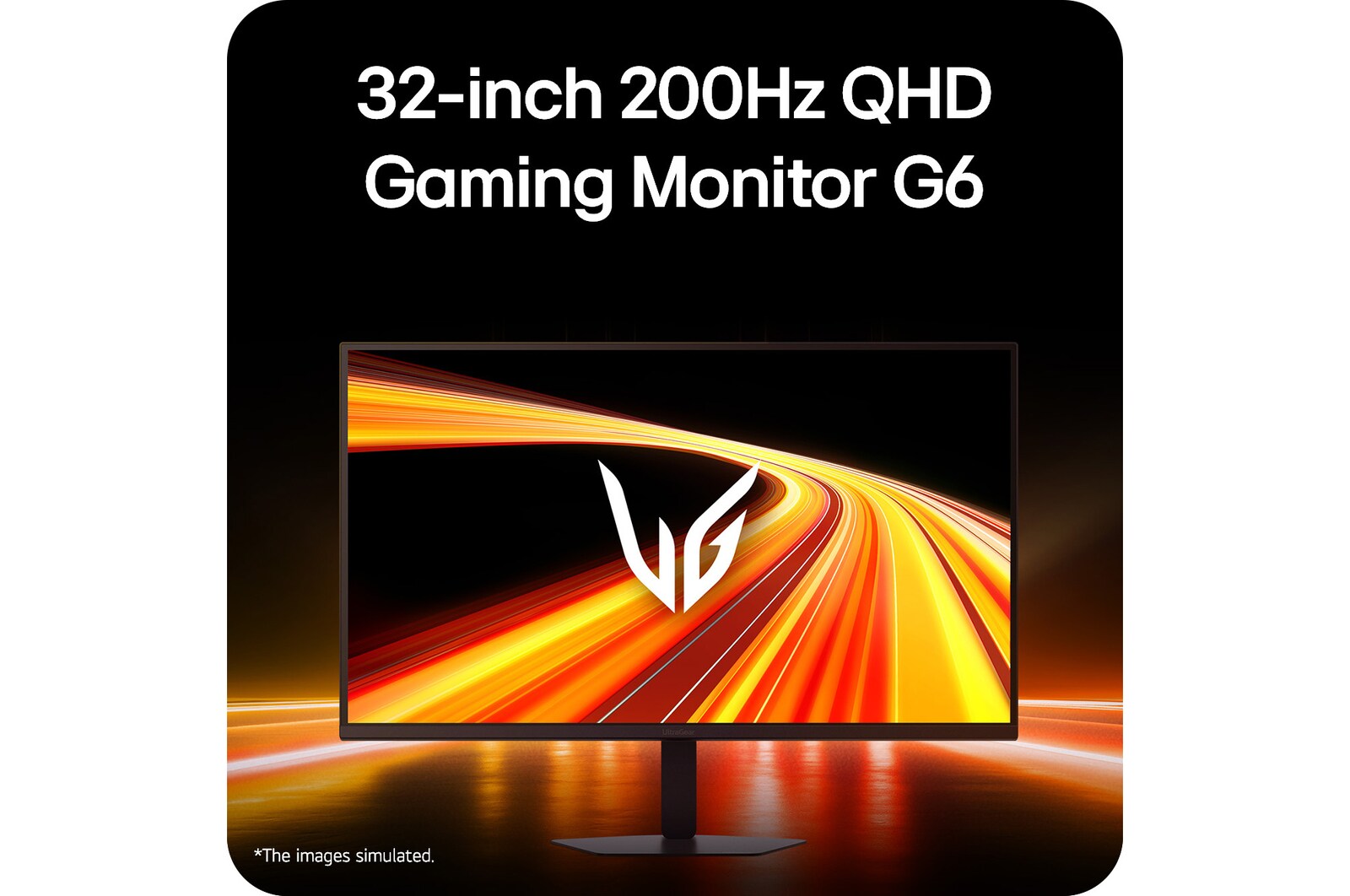 'Vista frontal de un monitor para juegos en un entorno futurista con estilo neón.