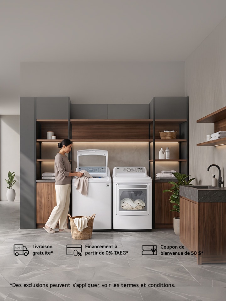 Buanderie pour seulement 1 699,98 $. Économisez 100 $ de plus dans le panier + livraison grat. Exclusivement sur LG.ca !
