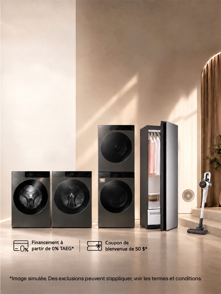Obtenez un aspirateur à partir de 199,99 $ à l'achat d'un laveuse-sécheuse, WashTower🅫, WashCombo🅫 ou Styler🅫