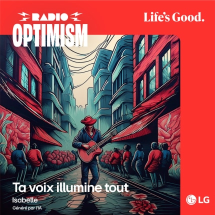 La pochette du disque Ta voix illumine tout, créée par Isabelle grâce à l’IA.