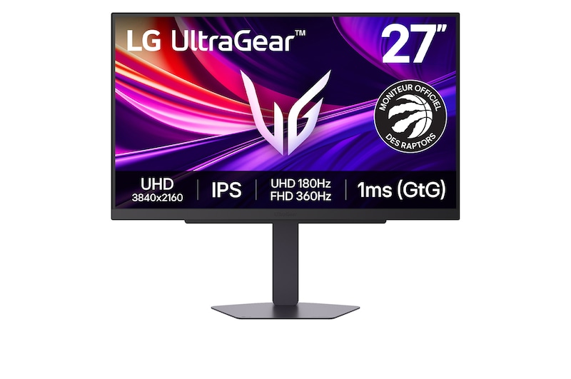 Vue avant de LG UltraGear™ 27 Inch 180Hz 4K UHD Gaming Monitor 27G810A with Dual-Mode, DCI-P3 95% (Typ.), VESA DisplayHDR™ 400, 1ms GtG, HDMI 2.1 27G810A-B