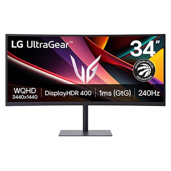 Vue avant de LG UltraGear™ G6 Moniteur de jeu 34 pouces 240Hz WQHD | 34G630A avec DCI-P3 95% (Typ.), VESA DisplayHDR™ 400, 1ms (GtG), USB-C (PD 15W) 34G630A-B