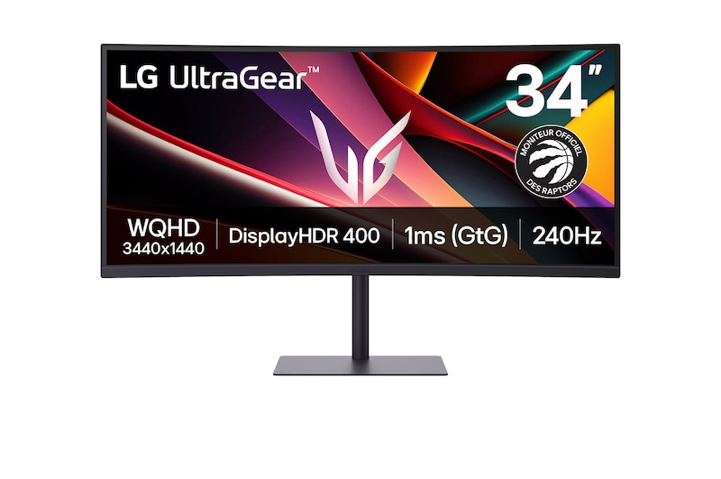 Vue avant de LG UltraGear™ G6 Moniteur de jeu 34 pouces 240Hz WQHD | 34G630A avec DCI-P3 95% (Typ.), VESA DisplayHDR™ 400, 1ms (GtG), USB-C (PD 15W) 34G630A-B