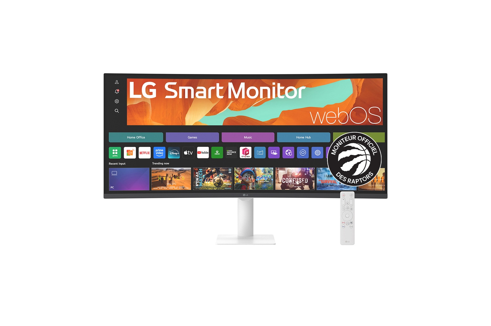Vue avant de LG Smart Monitor 34 Inch WQHD Curved display for Streaming 34U601SA with webOS 34U601SA-W