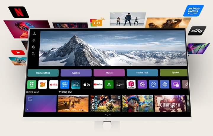 Une photo présentant divers contenus sur WebOS.