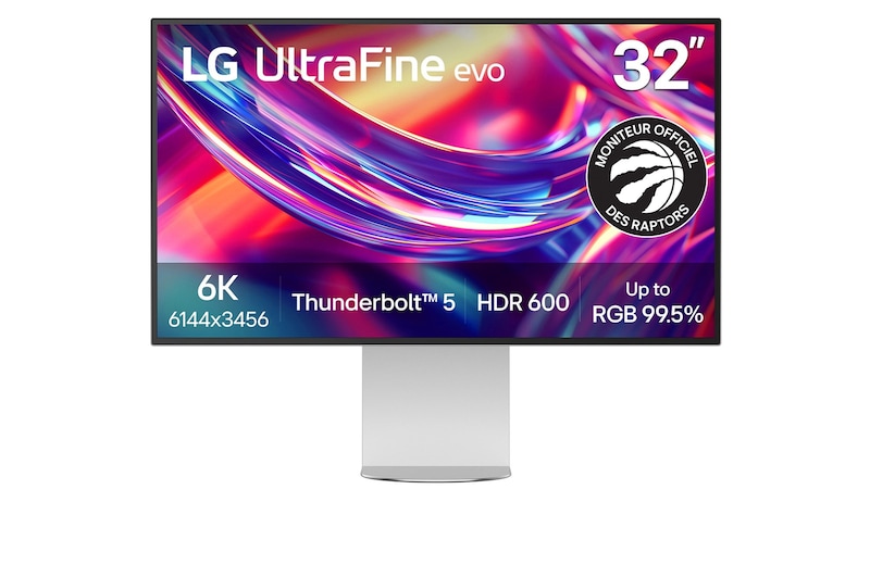 Vue avant de LG UltraFine™evo 32 pouces Nano IPS Black 6K avec Thunderbolt™ 5 32U990A-S