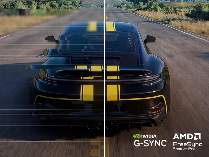 Le moniteur de jeu UltraGear (39GX950B) offre un gameplay de course fluide et sans déchirure avec NVIDIA G-SYNC et AMD FreeSync Premium Pro