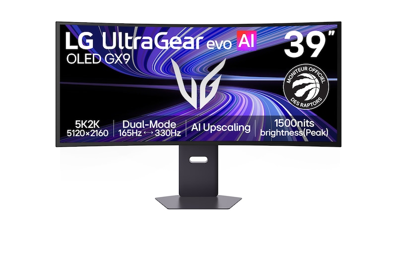 Vue avant de UltraGear evo GX9 de 39 pouces, premier moniteur de jeu OLED 5K2K de 39" au monde 39GX950B-B