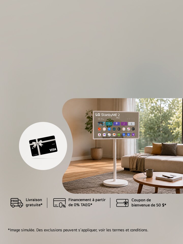 Grand écran UHD 4K de 32 po : Achetez le nouveau StanbyME 2 Max et recevoir une carte prépayée VISA🅫 de 320 $