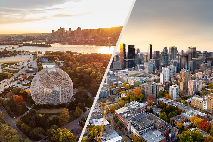 Silhouettes de Montréal et de Calgary