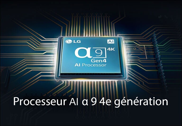 Un processeur AI α9 4e génération se trouve au milieu du circuit électrique.
