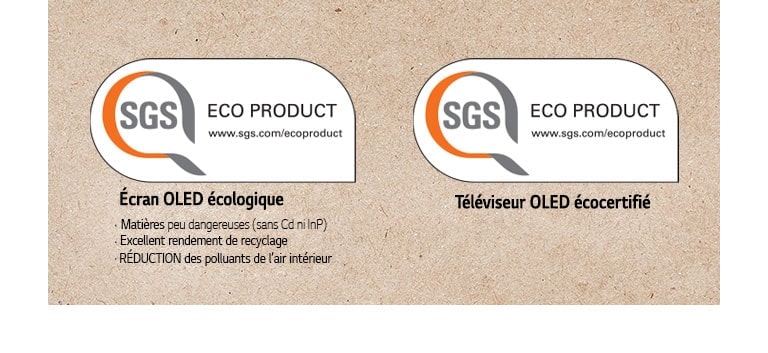 Un logo de certification SGS sur les panneaux OLED et les téléviseurs OLED.