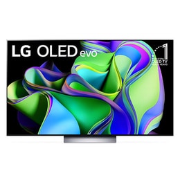 Vue de face avec téléviseur OLED evo de LG et le Symbole OLED nº1 au monde depuis 10 ans sur l’écran.