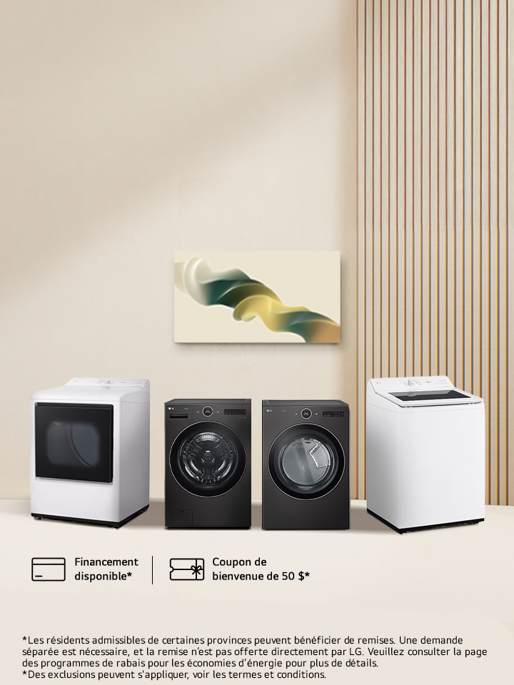 100 $ de rabais sur certains ensembles lessive. De plus, soyez admissible aux remises ENERGY STAR®.