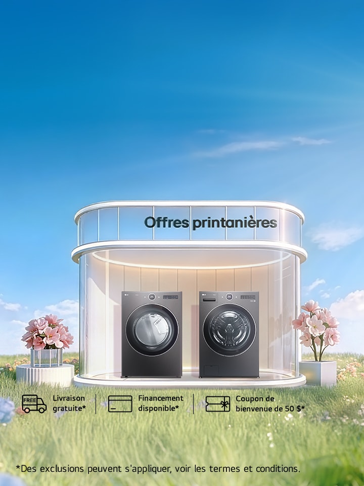 Livraison et installation gratuites sur certaines laveuses et sécheuses, exclusivement sur LG.ca