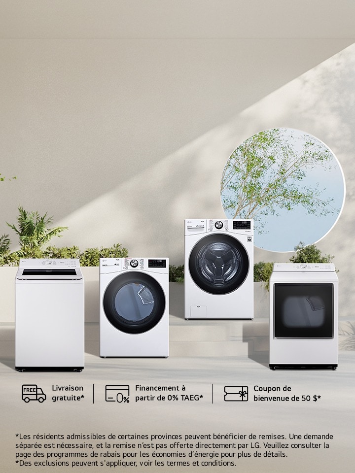  Économisez 100 $ sur une paire lessive sélectionnée : Livraison gratuite 2+ et admissibilité aux remises ENERGY STARᴹᴰ*