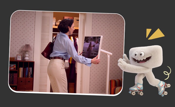 Max semble pousser la vignette du troisième épisode, où l'écran mobile LG StanbyME 2 Max LX6 permet à Maman de faire rouler et de transporter l'écran d'une pièce à l'autre tout en profitant de divers services OTT pendant son matin occupé.
