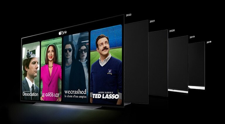 Images de téléviseurs intelligents de LG produits de 2018 à 2022.