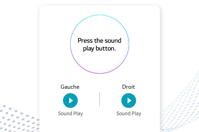 La capture d’écran de l’appli à la fonction qui aide l’utilisateur à trouver ses écouteurs; la capture montre les boutons gauche et droit pour chaque écouteur.