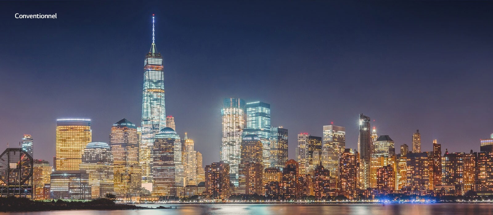 Comparaison (avec le curseur) de la qualité d’image d’un paysage urbain nocturne 